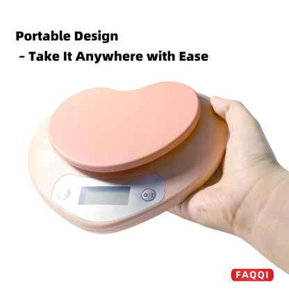 Pink Digital Food Scale with LCD Display, 11 Lb (5Kg) Capacity, 0.03 Oz (1G) Precision for Baking and Cooking 