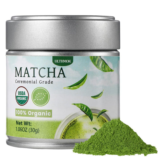 Ceremonial Grade Matcha Green Tea Powder, 1.06 Oz/30G, 100% Organic & No Additives & Gluten-Free Vegan.